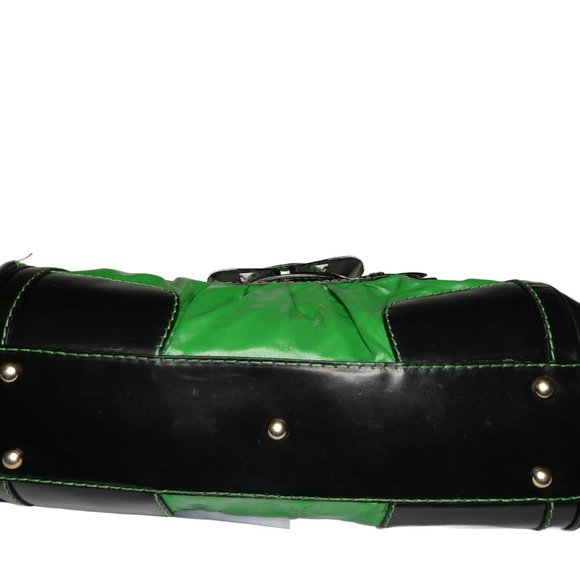 AUTHENTIC Gucci Green and Black Leather Satchel Handbag - Picture 7 of 10